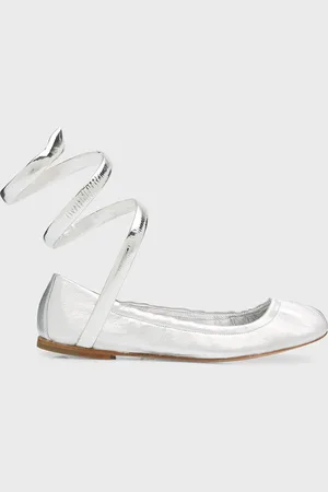 RENE CAOVILLA Metallic Snake-Wrap Ballerina Flats