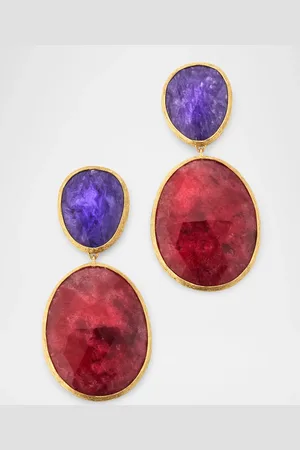 Marco Bicego Lunaria 18K Yellow Gold Earrings with Charoite and Thulite