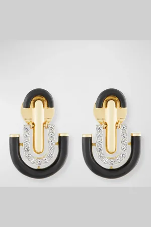 David Webb Black Enamel & Diamond Unity Earrings