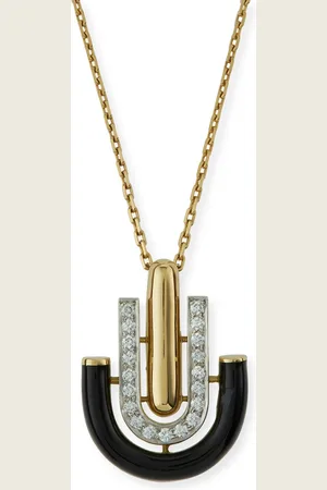 David Webb "Motif" Black Enamel & Diamond Unity Pendant Necklace