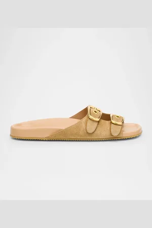 Chloé Polly Suede Dual-Buckle Slide Sandals