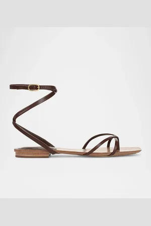 VERONICA BEARD Allegra Leather Flat Ankle-Strap Sandals