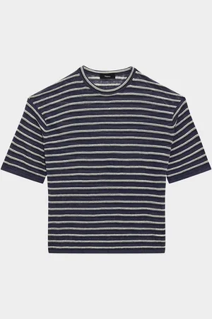 THEORY Stripe Knit Short-Sleeve Boyfriend Tee