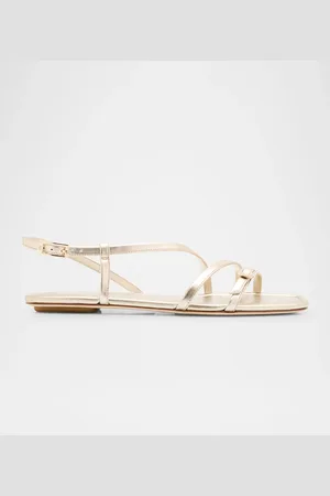 Stuart Weitzman Georgie Metallic Strappy Flat Sandals