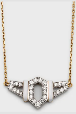 David Webb 18K Gold White Enamel Flight Necklace w/ Diamonds