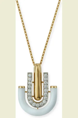 David Webb "Motif" White Enamel & Diamond Unity Pendant Necklace