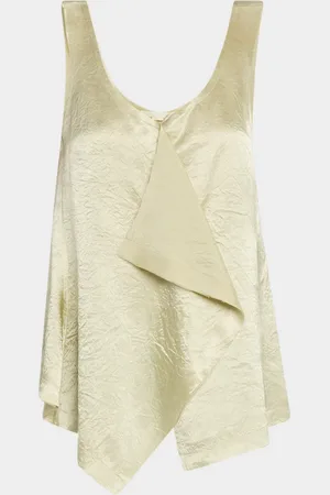 Jason Wu Overlap Crinkle Satin Tank Top