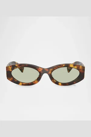 Miu Miu Logo Oval Acetate Sunglasses