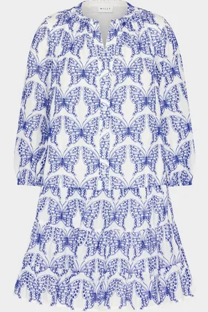 Milly Tiered Eyelet Butterfly-Embroidered Mini Dress