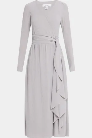 Reiss Madeline Ribbed Jersey Midi Wrap Dress