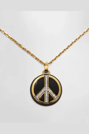 David Webb 18K Gold Peace Pendant Necklace w/ Diamonds
