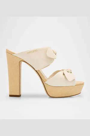 Jimmy Choo Rua 120 Raffia and Leather Platform Sandals