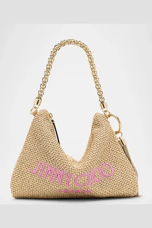 Jimmy Choo Callie London Metallic Raffia Shoulder Bag