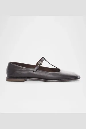 The Row Leather T-Strap Ballerina Flats