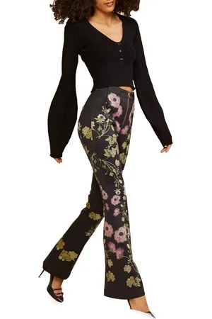Cynthia Rowley V-Neck Long-Sleeve Rib-Knit Top