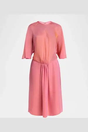 Giorgio Armani Iridescent Chiffon 3/4-Sleeve Midi Dress