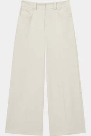 Reiss Myrtle Cropped Wide-Leg Twill Trousers