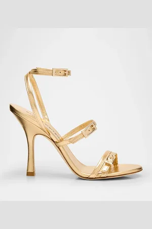 Stuart Weitzman Georgie Metallic Buckles Strappy Sandals