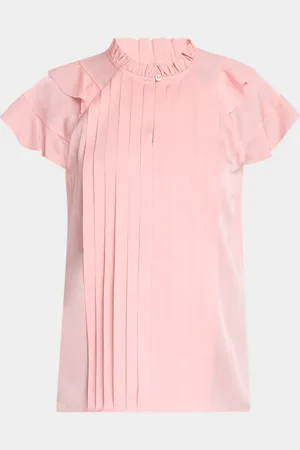ELIE TAHARI The Zion Pintuck Ruffle-Trim Blouse