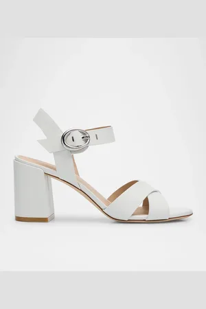 Stuart Weitzman Benni Leather Crisscross Ankle-Strap Sandals