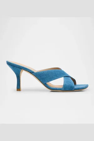 Stuart Weitzman Dayna Denim Crisscross Slide Sandals