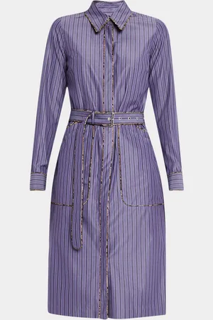 DRIES VAN NOTEN Dafari Striped Belted Midi Shirtdress