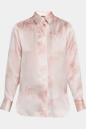 Kiton Neck-Tie Silk Button-Down Blouse