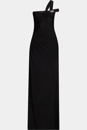 Tom Ford Sequin Twisted One-Shoulder Jersey Slit Gown
