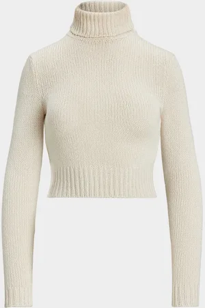 Ralph Lauren Turtleneck Lofty Silk Jersey Crop Sweater