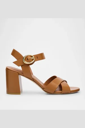 Stuart Weitzman Benni Leather Crisscross Ankle-Strap Sandals