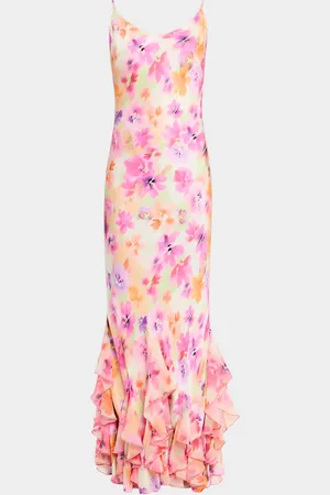 Le Superbe Frida Floral Ruffled Slip Dress