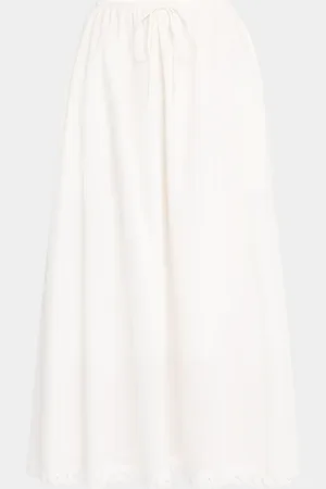 By Malene Birger Pheobes Lace-Trim Organic Cotton Midi Skirt