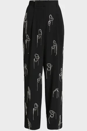 DRIES VAN NOTEN Porter Embellished Wide-Leg Trousers