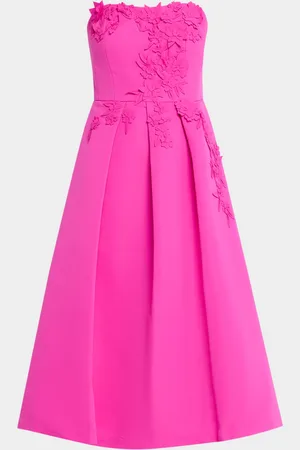 Sachin & Babi Evie Pleated Floral Applique Midi Dress