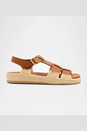 Prada Leather Fisherman Espadrille Sandals