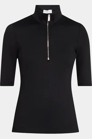 ROSETTA GETTY Short-Sleeve Zip-Up Polo Shirt
