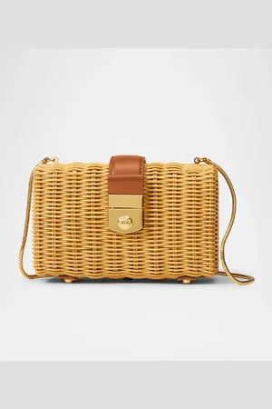 VERONICA BEARD Lock Box Rattan Clutch Bag