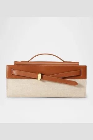 VERONICA BEARD Dash Leather & Canvas Long Clutch Bag