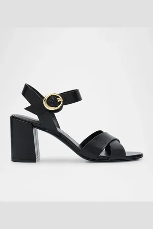 Stuart Weitzman Benni Leather Crisscross Ankle-Strap Sandals