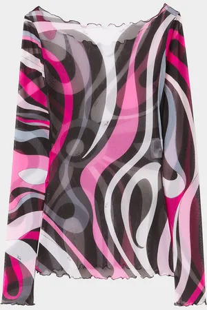 Emilio Pucci Boat-Neck Marmo-Print Mesh T-Shirt