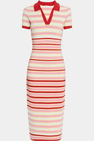 ELIE TAHARI The Liberty Striped Polo Sweater Midi Dress