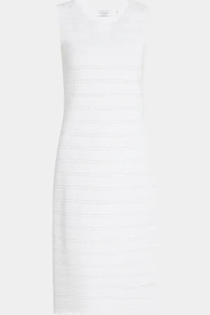 ELIE TAHARI The Alessandra Scalloped Pointelle Midi Dress