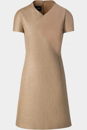 AKRIS Suede & Raffia-Blend Mini Dress