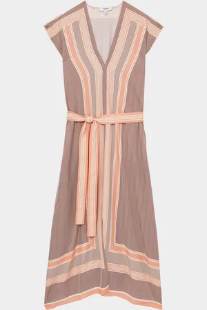 Reiss Gina Mixed-Stripe Viscose Twill Midi Dress
