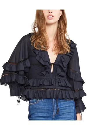 Cynthia Rowley Stella Tie-Front Tiered Ruffle Top