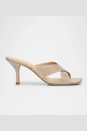 Stuart Weitzman Dayna Metallic Crisscross Slide Sandals