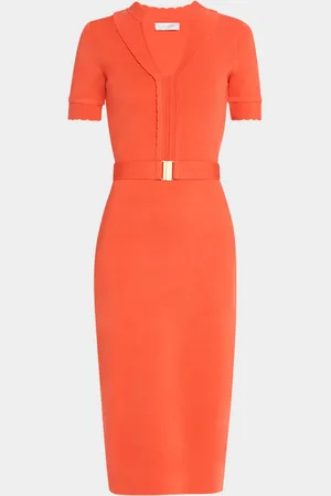 ELIE TAHARI The Zariyah Belted Bodycon Midi Sweater Dress