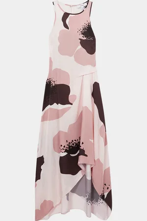 Reiss Michalie Draped High-Low Satin Midi Dress