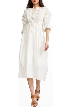 Cynthia Rowley Daliah Tassel Cotton Midi Dress