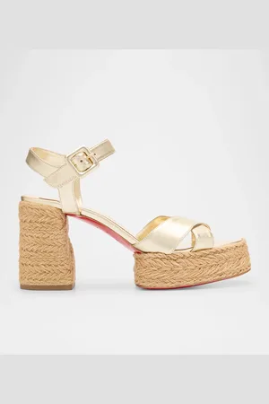 Christian Louboutin Metallic Crisscross Red Sole Platform Sandals